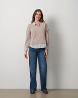 Twofer Poplin Collar Top
