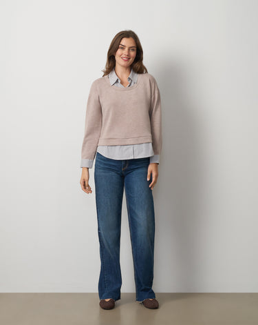 Twofer Poplin Collar Top