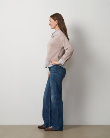 Twofer Poplin Collar Top