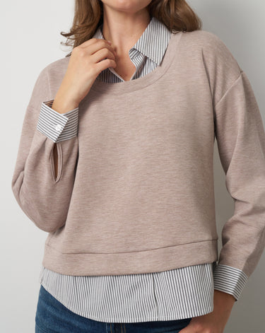 Twofer Poplin Collar Top