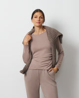 Side Shirred Crew Neck Top