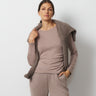 Side Shirred Crew Neck Top