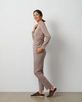 Side Shirred Crew Neck Top