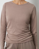 Side Shirred Crew Neck Top