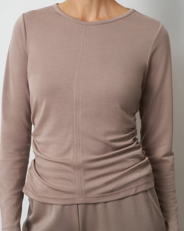 Side Shirred Crew Neck Top