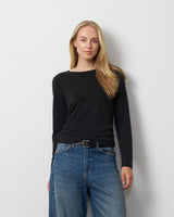 Side Shirred Crew Neck Top