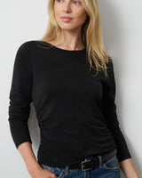Side Shirred Crew Neck Top