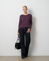 Side Shirred Crew Neck Top