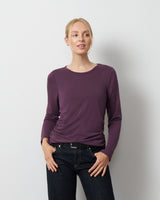 Side Shirred Crew Neck Top