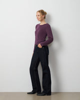 Side Shirred Crew Neck Top