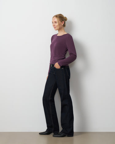 Side Shirred Crew Neck Top