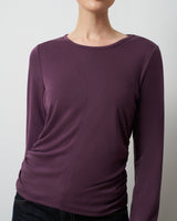 Side Shirred Crew Neck Top