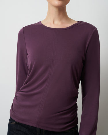 Side Shirred Crew Neck Top