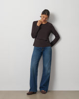 Draped Side Tie Knit Top