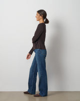 Draped Side Tie Knit Top