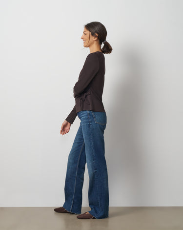 Draped Side Tie Knit Top