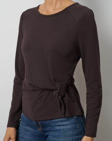 Draped Side Tie Knit Top