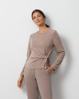 Draped Side Tie Knit Top