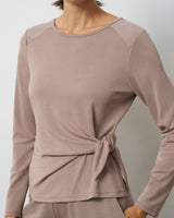 Draped Side Tie Knit Top