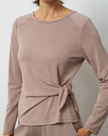Draped Side Tie Knit Top