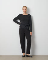 Draped Side Tie Knit Top