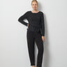 Draped Side Tie Knit Top