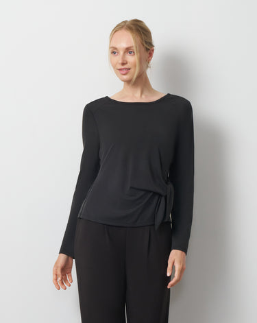 Draped Side Tie Knit Top