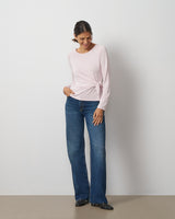 Draped Side Tie Knit Top
