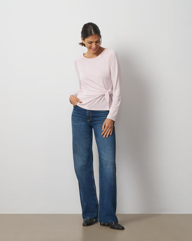 Draped Side Tie Knit Top