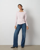 Draped Side Tie Knit Top