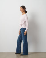 Draped Side Tie Knit Top