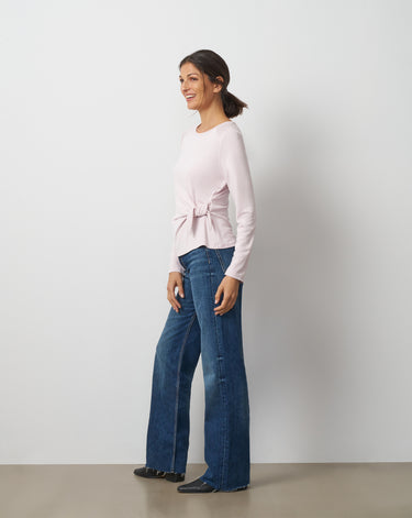 Draped Side Tie Knit Top