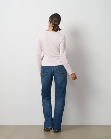 Draped Side Tie Knit Top