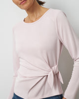 Draped Side Tie Knit Top
