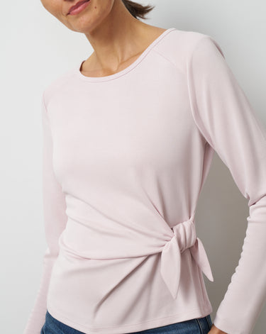 Draped Side Tie Knit Top