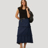 Chambray Tiered Maxi Skirt