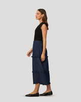 Chambray Tiered Maxi Skirt