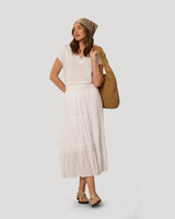 Tiered Maxi Skirt with Trim Detail