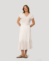 Tiered Maxi Skirt with Trim Detail