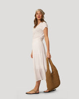 Tiered Maxi Skirt with Trim Detail