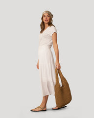 Tiered Maxi Skirt with Trim Detail