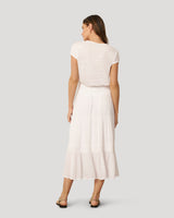 Tiered Maxi Skirt with Trim Detail