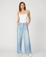 Printed Denim Soft Wide Leg Pant Gardenia Wash