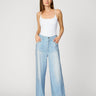 Printed Denim Soft Wide Leg Pant Gardenia Wash