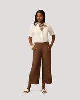 Linen Blend Pull On Crop Pant