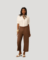 Linen Blend Pull On Crop Pant