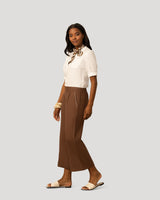 Linen Blend Pull On Crop Pant