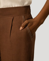 Linen Blend Pull On Crop Pant