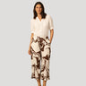 Printed Linen Blend Pull On Crop Pant