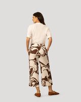 Printed Linen Blend Pull On Crop Pant